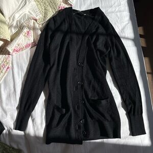 LOFT Black Cardigan Sweater Lightweight Knit